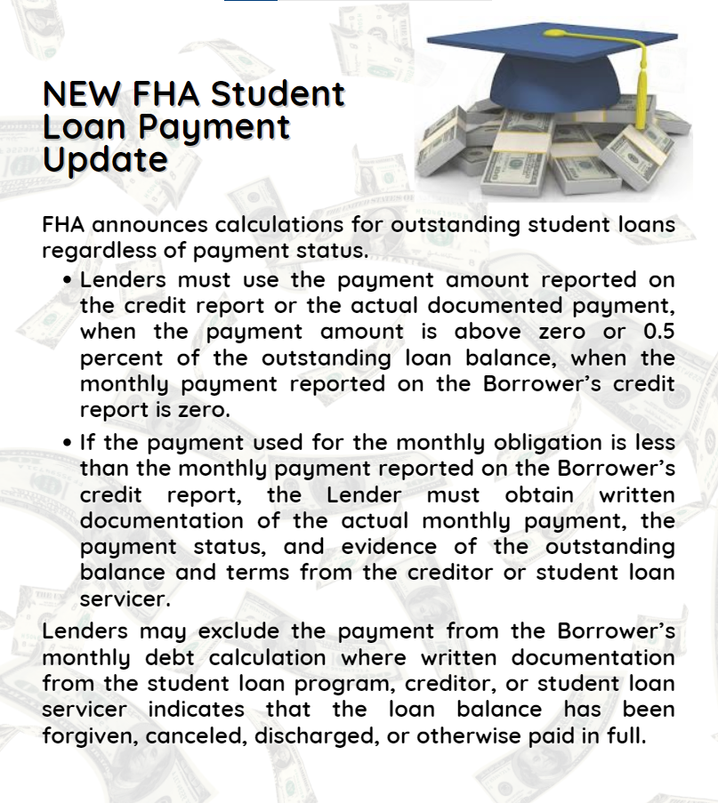 NEW FHA Student Loan Payment Update Nevada Housing Division